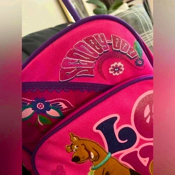 Scooby Doo Small Rolling Backpack Pink Peace & Love! - Picture 7 of 14